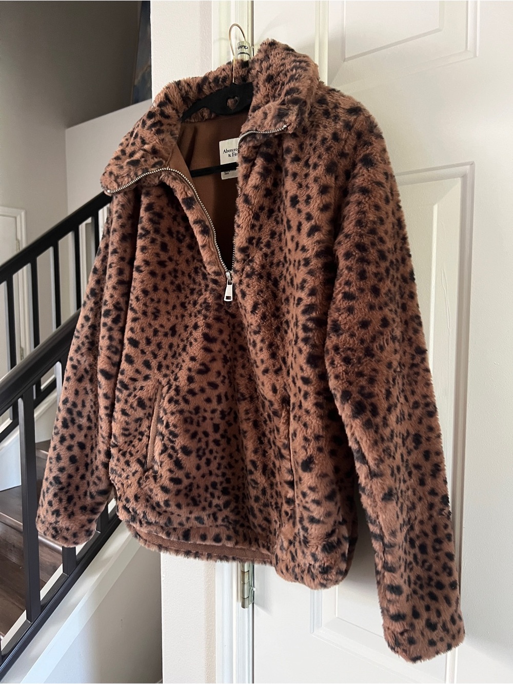 Abercrombie & Fitch Brown Leopard Teddy Jacket